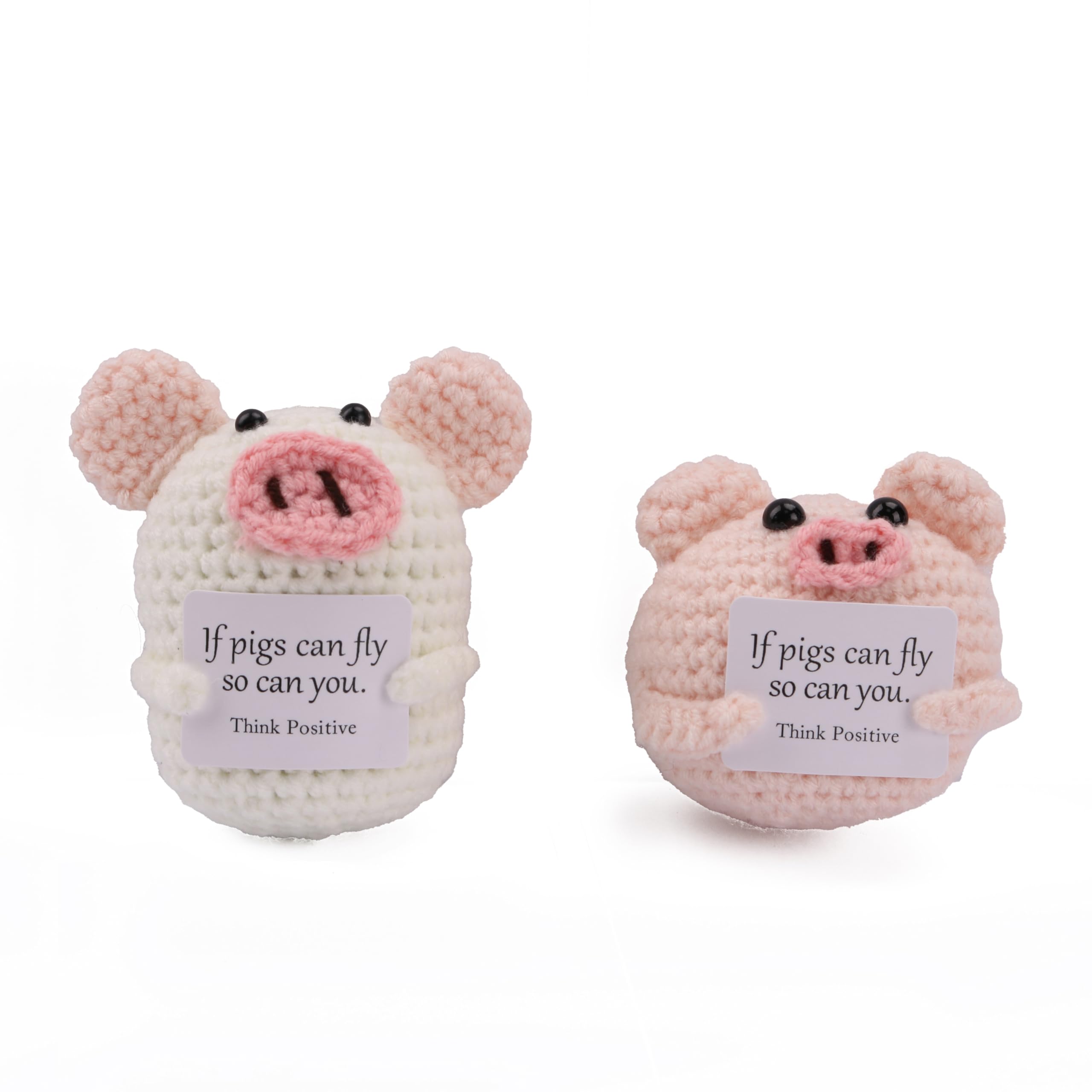 caiyjhao 2psc Crochet Funny Pig, Hand-Woven Wool, Pigs with Emotional Support Cards, Home Office Decoration, Cute Pig Crochet Plush, Suitable for