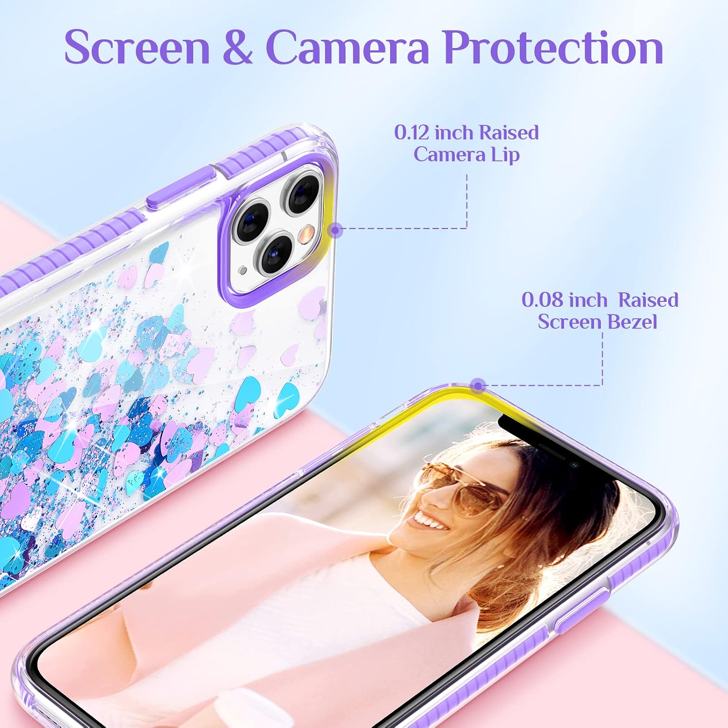 Caka Case for iPhone 11 Pro Max Glitter Case for Women Girls Bling Sparkle Liquid Luxury Flowing Glitter Quicksand Clear Transparent Soft TPU Phone Case for iPhone 11 Pro Max (2019) (Blue Purple)