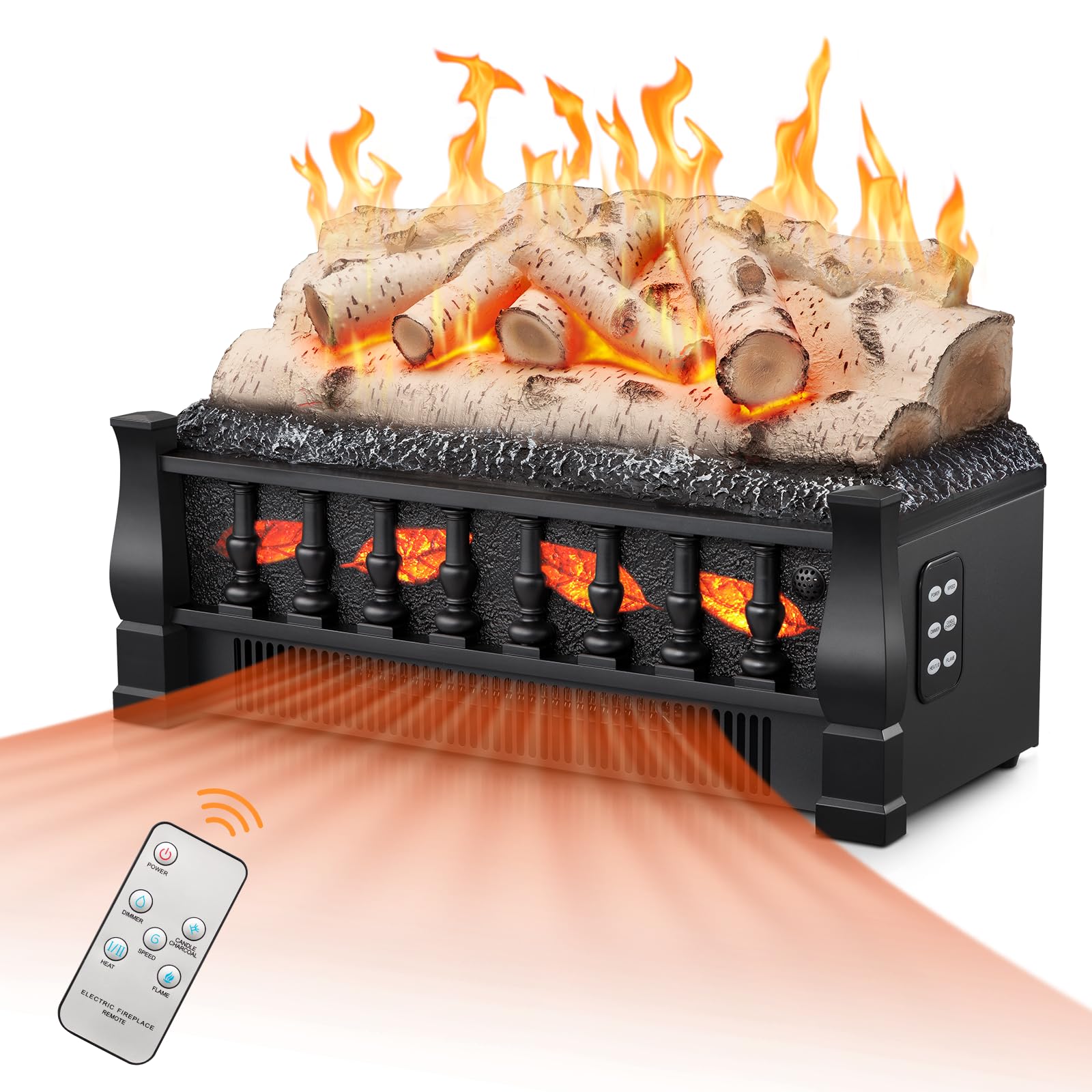 Amazon.com: Joy Pebble Electric Fireplace Insert Log Heater 21, 750W/1500W  Adjustable 5 Flame Brightnessu0026Speed, Fireplace Insert with Realistic Ember  Bedu0026Whitish Gray Log, Overheat Protectionu0026Remote Control : Home u0026 Kitchen
