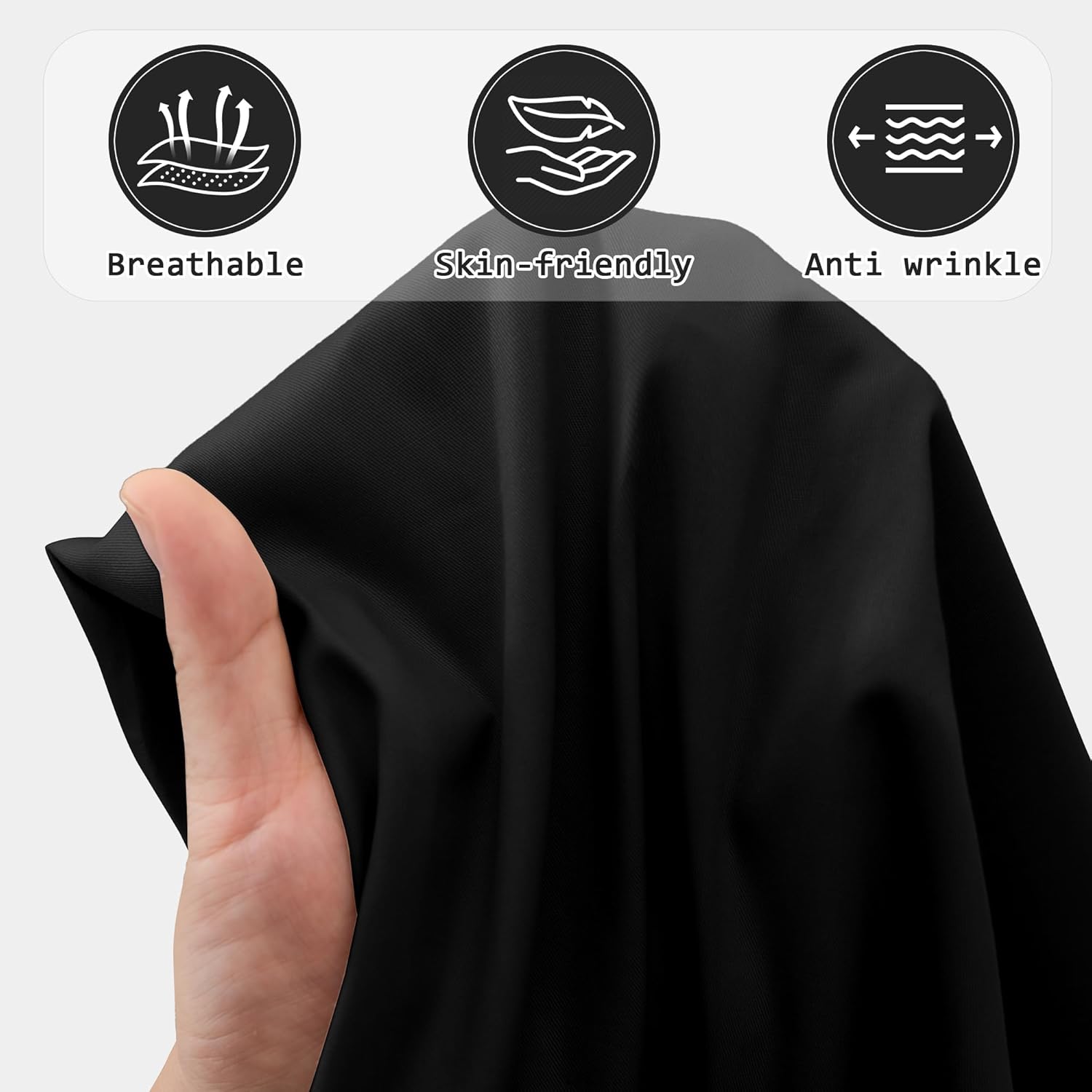 KKJIAF 10 Yard Black Cotton Fabric 61 Inch Wide, Soft & Breathable Cotton Broadcloth Fabric for Sewing Clothes, Apparel, Costume, Craft