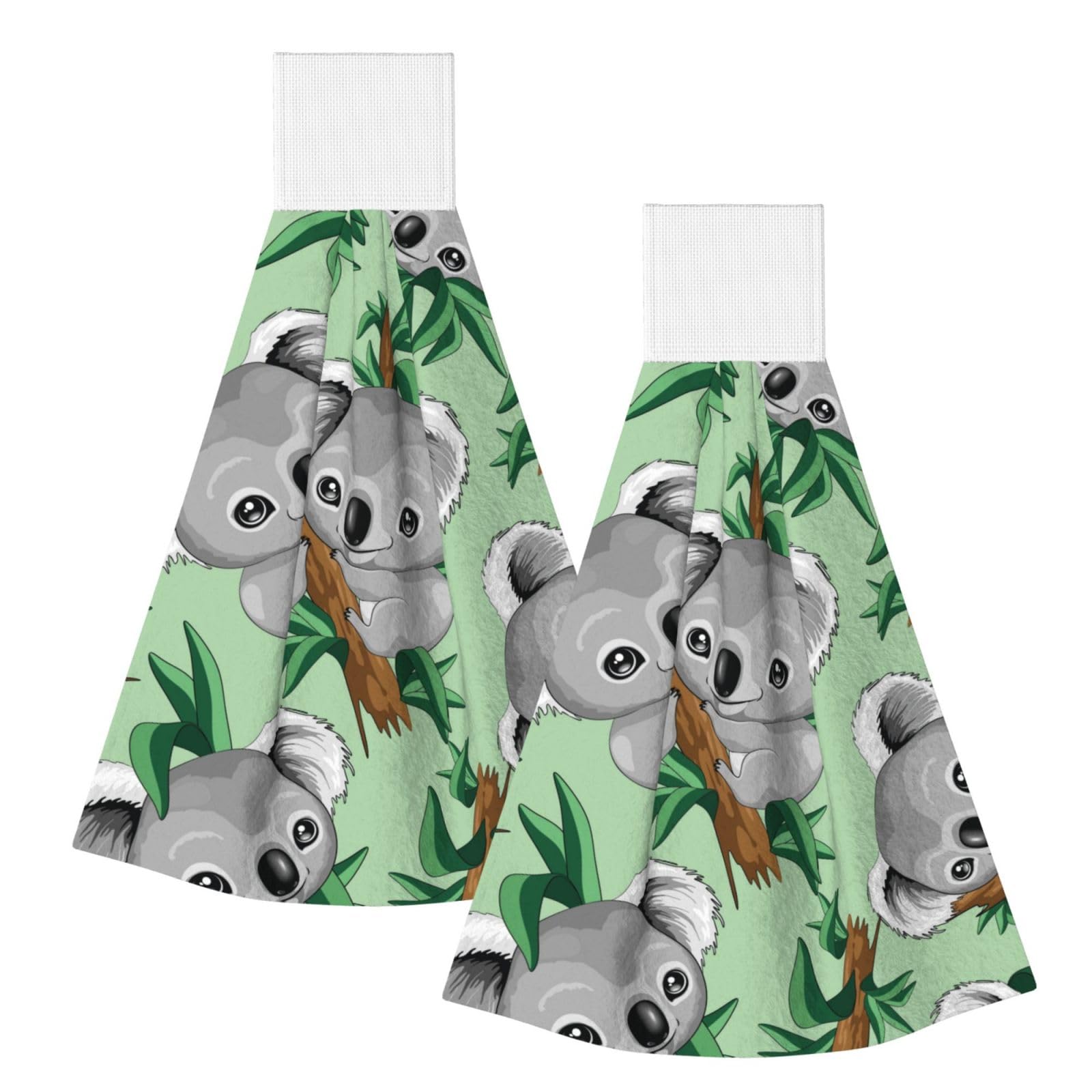DOPKLNA Cute Koala, 2 Pcs Hanging Coral Fiber Hand Towels for Bathroom, Absorbent Kitchen Towels
