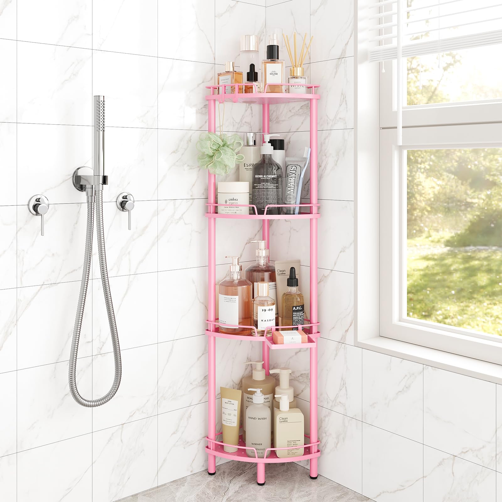 ELYKEN Corner Shower Caddy Standing 4-Tier
