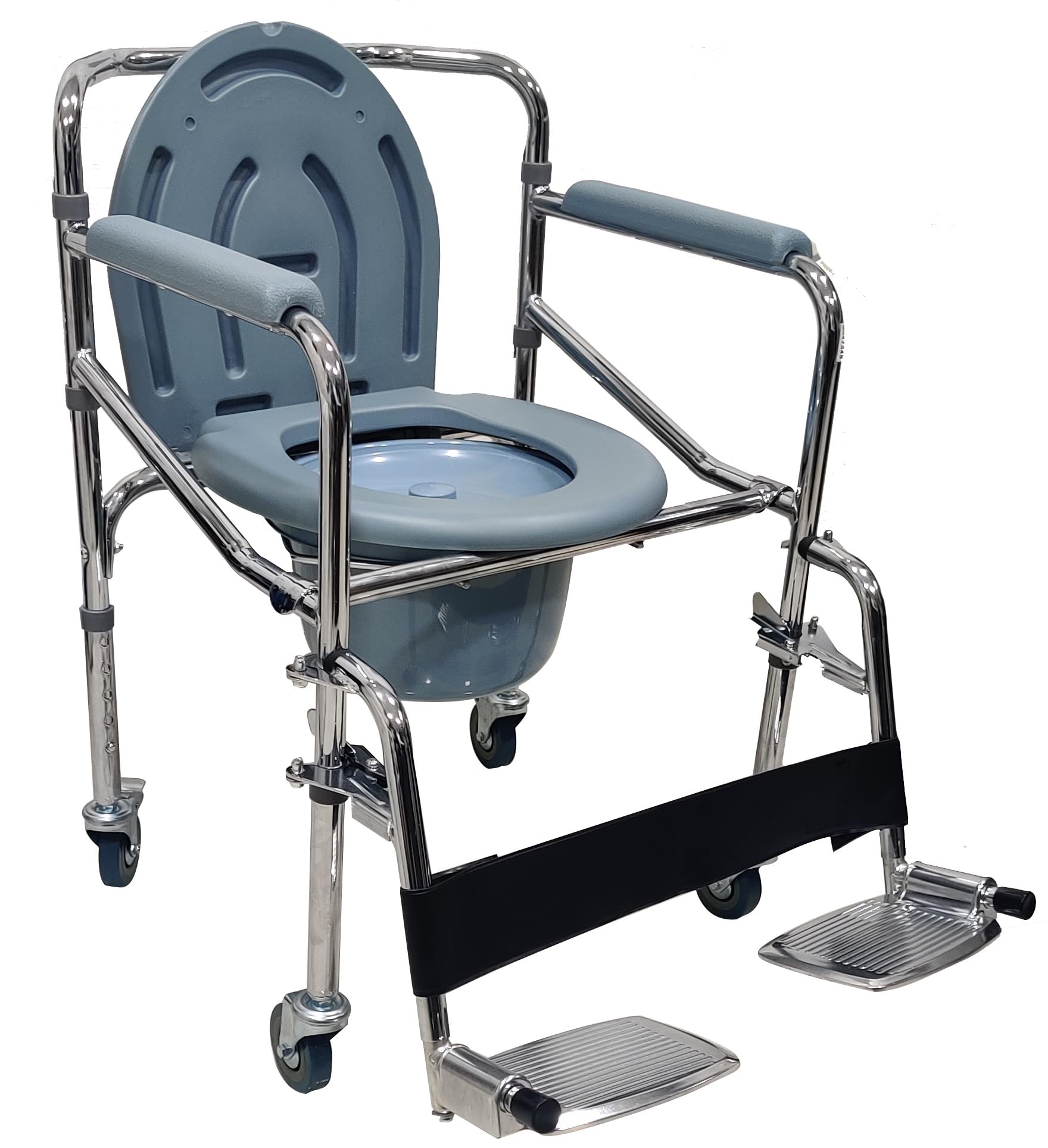 Veayva Heavy-Duty Commode Chair with Wheels, Footrest & Adjustable Seat – Portable Toilet Chair for Elderly, Disabled, and Patient Care-image-41
