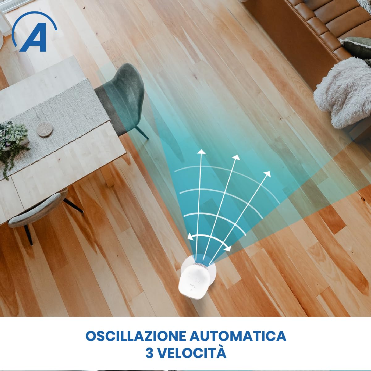 Ardes EOLO TOWER Raffrescatore Evaporativo 60W con Oscillazione Automatica, 3 Velocità, Timer 12 h, mando, Schermo Digitale, Comandi Touch, Serbatoio 3 L e Diffusore di Aroma
