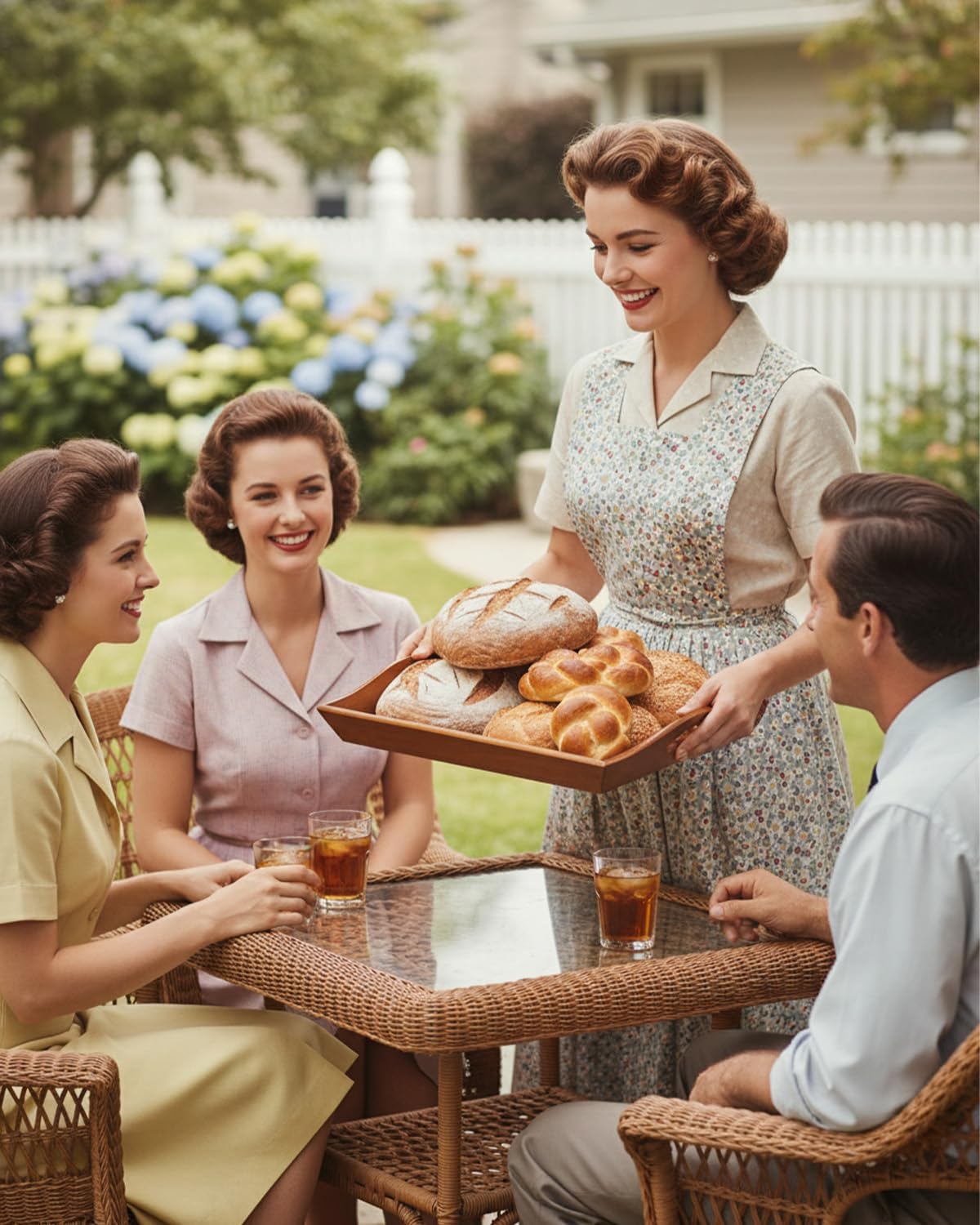 Wooden Food Trays, 2 Pack Wood Serving Tray with Handles Decorative Serving Trays Large Wooden Tray for Charcuterie, Parties, Eating, Snack, Decor, Outdoor, Kitchen (Retro Color)