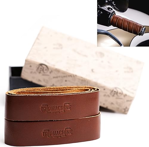 Miniatura 7 de Trip Machine Company Leather Motorcycle Grips Wrap Cognac