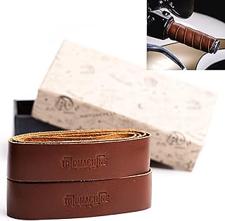 Trip Machine Company Motorcycle Handle bar Leather Grip Wraps - Universal Grips Accelerator Custom Cover wrap Set for Bike...
