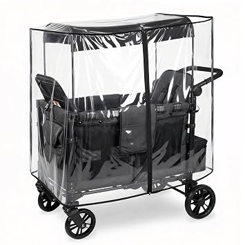 Rain Cover for WonderFold W4 Wagon Original,Elite, Luxe Waterproof & Windproof Stroller Accessories Full Coverage Clear Shield with Side Zipper