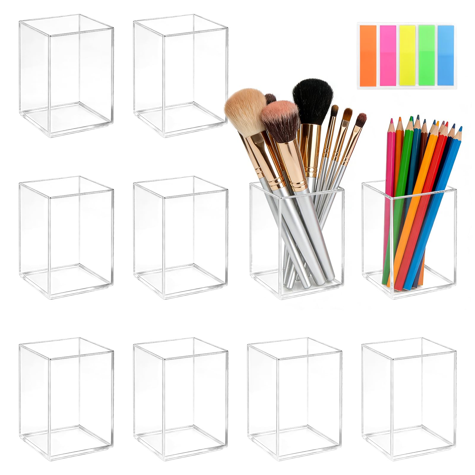 Pots a crayons transparents pour organiser la classe, la maison et les pinceaux de maquillage