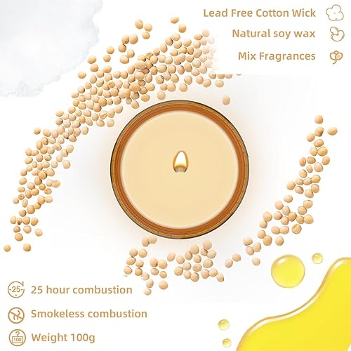 Miniatura 2 de Paquete de 4 velas perfumadas para el hogar, cera de soja natural perfumada, juego de velas de aromaterapia para mujeres y hombres, juego de velas