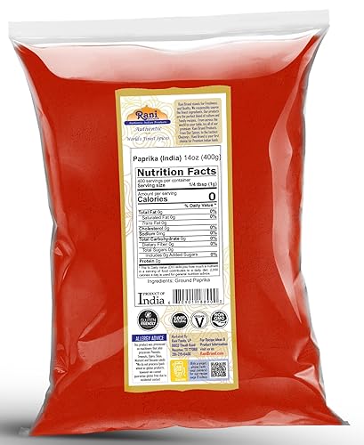 Miniatura 10 de Rani Paprika (Deggi Mirch), polvo de especias molidas de 16 onzas (1 libra), tarro de PET de 16.01oz, totalmente natural, sin sal, vegano, sin