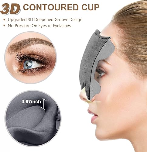 Miniatura 10 de Máscara de ojos para dormir para hombres y mujeres, máscaras 3D para dormir de lado, bloqueo de luz para dormir, cubierta de ojos refrescante con