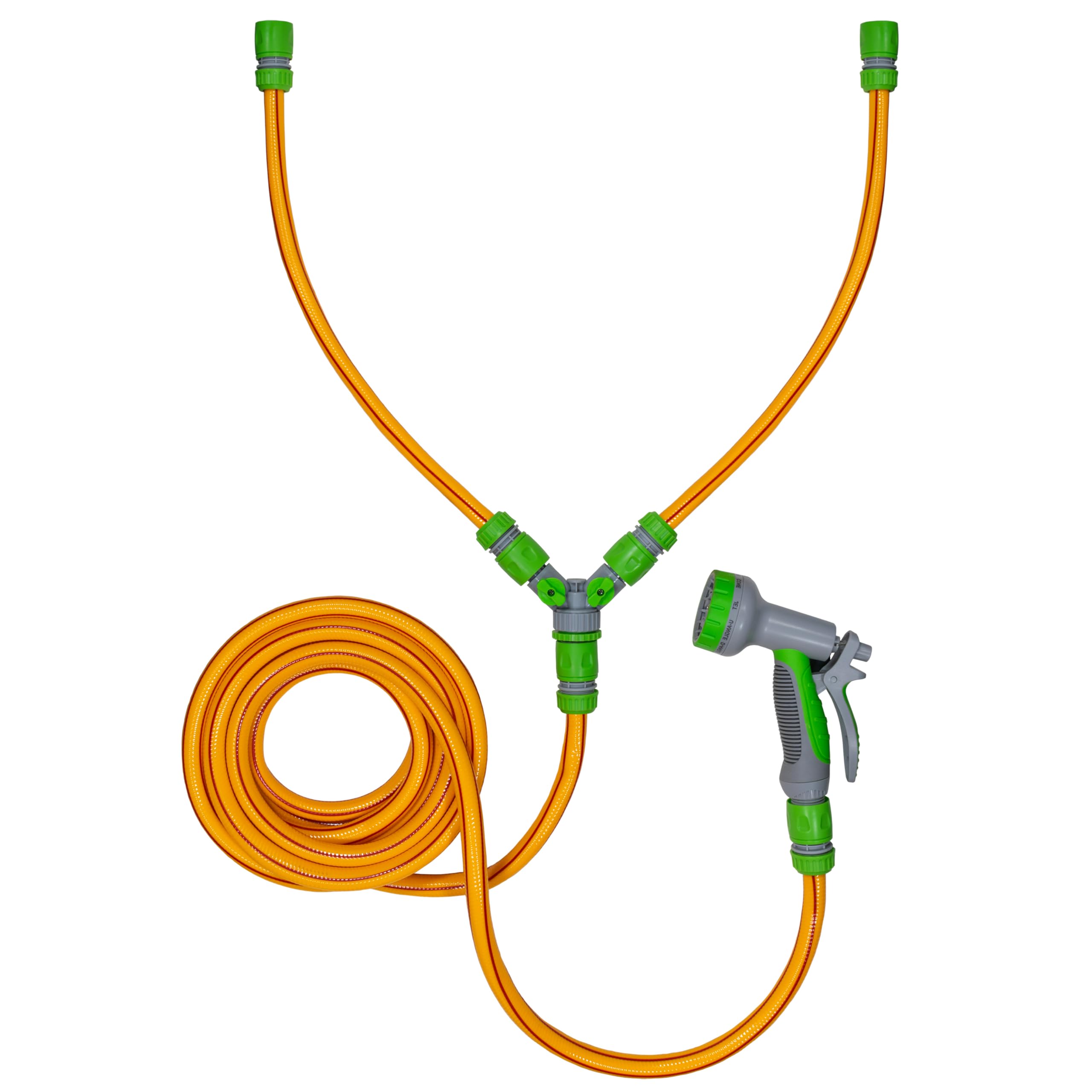 Dog Shower Hot Cold Valve Water Hose Pipe 5m with Gun Yellow Pet Grooming Bath