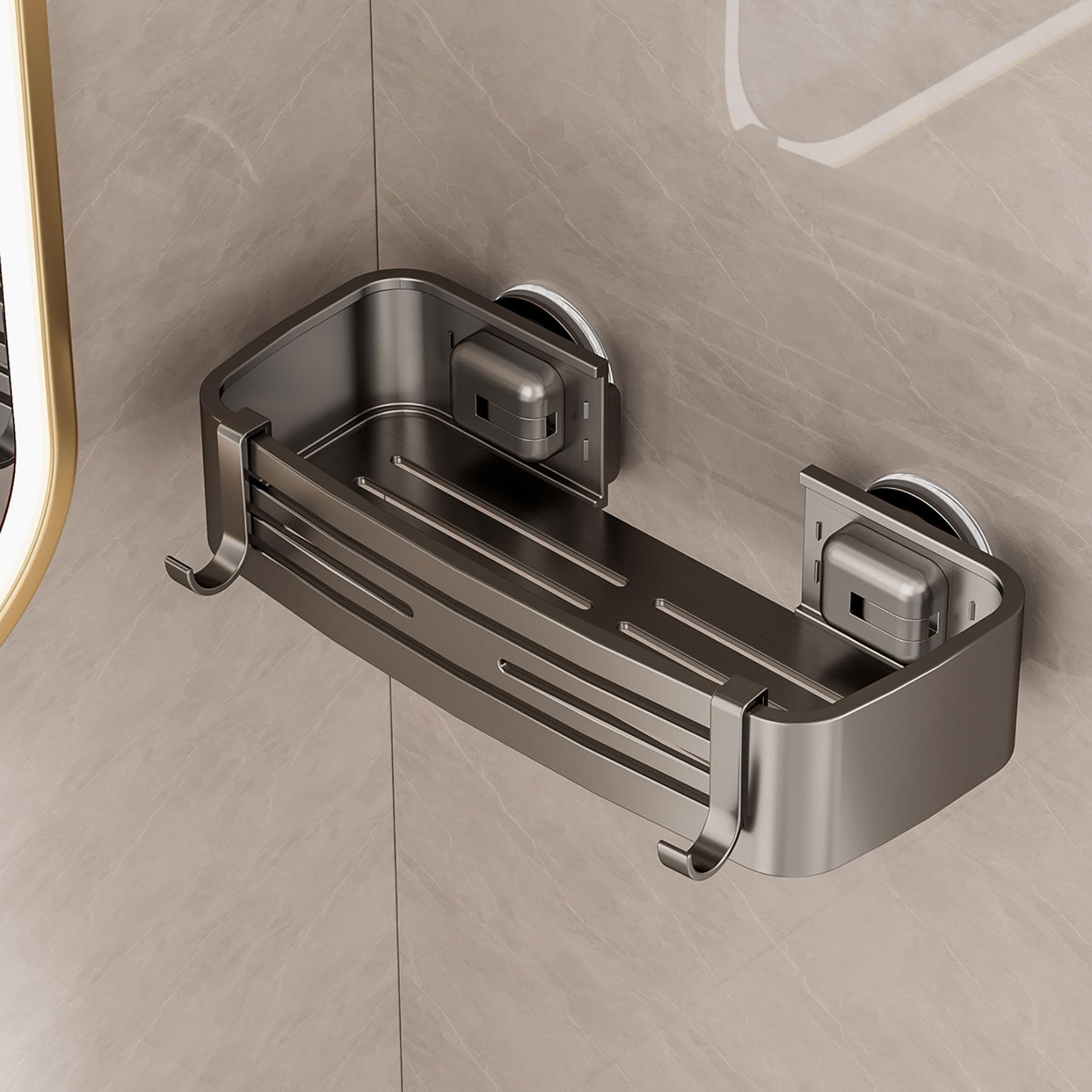 SRURLLUG Corner Shower Caddy Suction Cup Adjusatble Suction Cup Shower Rack Drill-Free Shower Shelf Wall Mounted Rack Storage