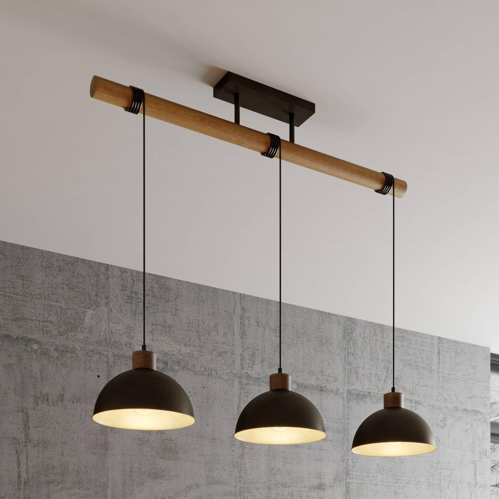 Lindby Suspension Holgar à intensité variable (Modern, Industriel) en Gris Métal e. a. pour Salon & Salle manger (à 3 lampes E27) Luminaire Lampe Plafond Plafonnier