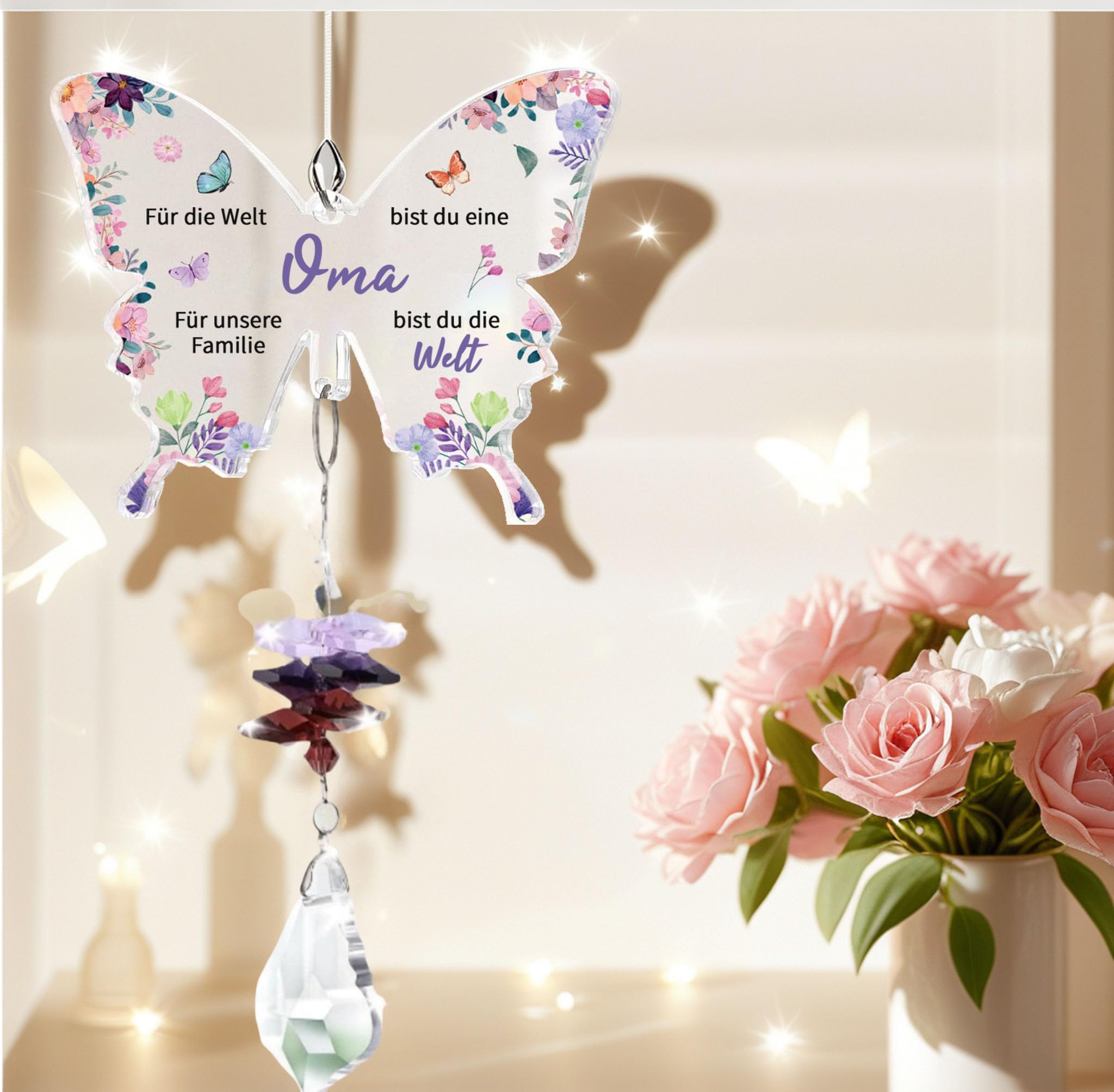 Oma Geschenk Geburtstag,Muttertagsgeschenke für Oma,Sonnenfänger Kristall Oma Geschenke zum Geburtstag,Personalisierte Geschenke für Oma,Beste Oma Geschenk (Oma)