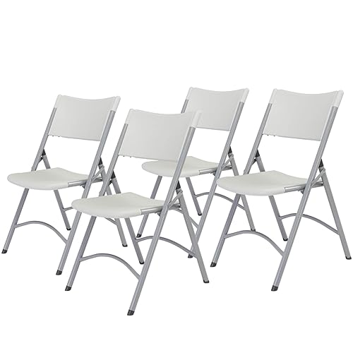 National Public Seating - silla plegable liviana moldeada, 4 unidades, Gris/Gris, 4 plateado,Rojo/negro,Azul/Negro