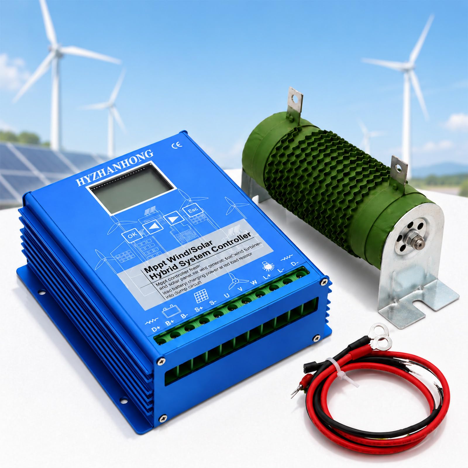Controllore di Carica Ibrido Eolico-Solare, Controllore Eolico-Solare MPPT 24V/48V | Controllo Ibrido di 15000W, Display LCD, Carica Boost MPPT per Case fuori Rete, Fattorie e Progetti di Energia Rinnovabile