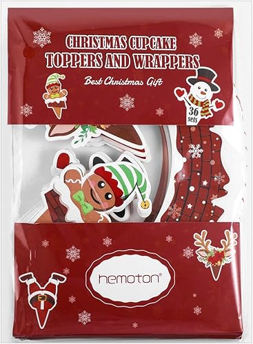 Miniatura 7 de Hemoton 72 piezas de decoración para magdalenas de Navidad para decoración de postres