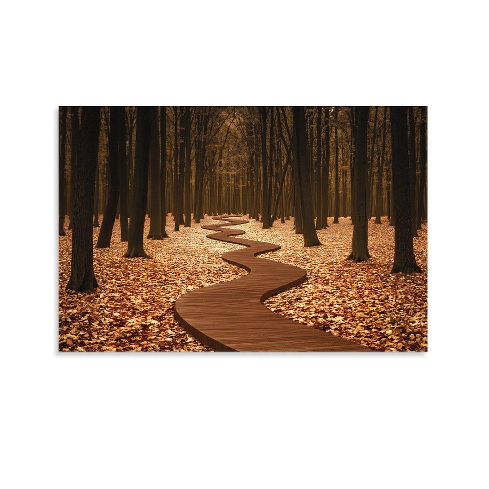 XPASHIQWC Autumn Forest Wall Decor Poster Winding Path Canvas Prints Picture Modern Canvas Wall Art Picture Wall Hanging for Office Gym Living Room Decor 20x30inch(50x75cm)