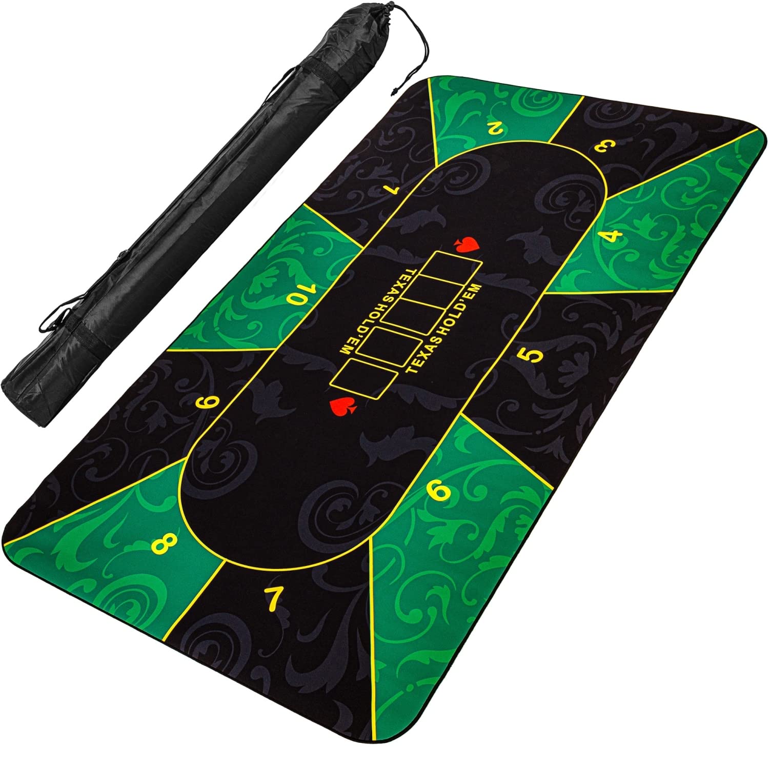 GAMES PLANET XXL Pokermatte, bis zu 10 Spieler, Maße 160x80 oder 200x90 cm, 3 Farben, inkl. Tragetasche, Unterseite Naturkautschuk, wasserabweisend