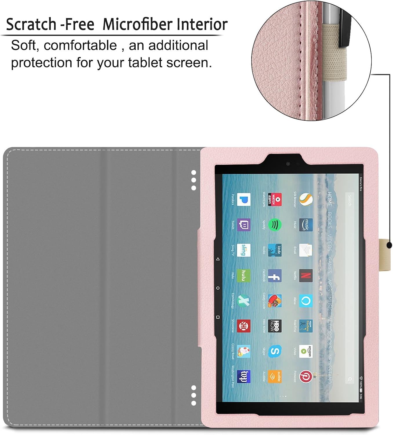 Infiland All-New Fire HD 10 2017 Case - Premium Folio Smart Stand Cover with Auto Wake/Sleep Function for All-New Fire HD 10 Tablet 10.1" (7th Generation, 2017 Release), Rose Gold