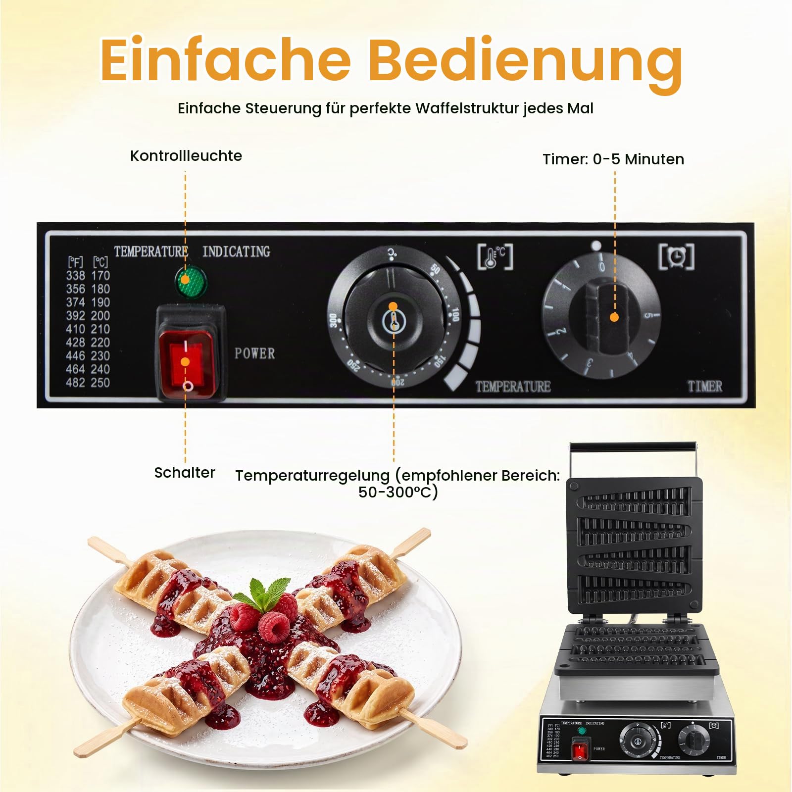 Kommerzieller Waffelmaschine,Waffeln Am Stiel,220–240 V 50 Hz | Lolly-Waffle-Maker,4 Stück Tannenbaum-Form,Mit Antihaft-Teflonbeschichtung Für Café, Restaurant Und Dessertladen