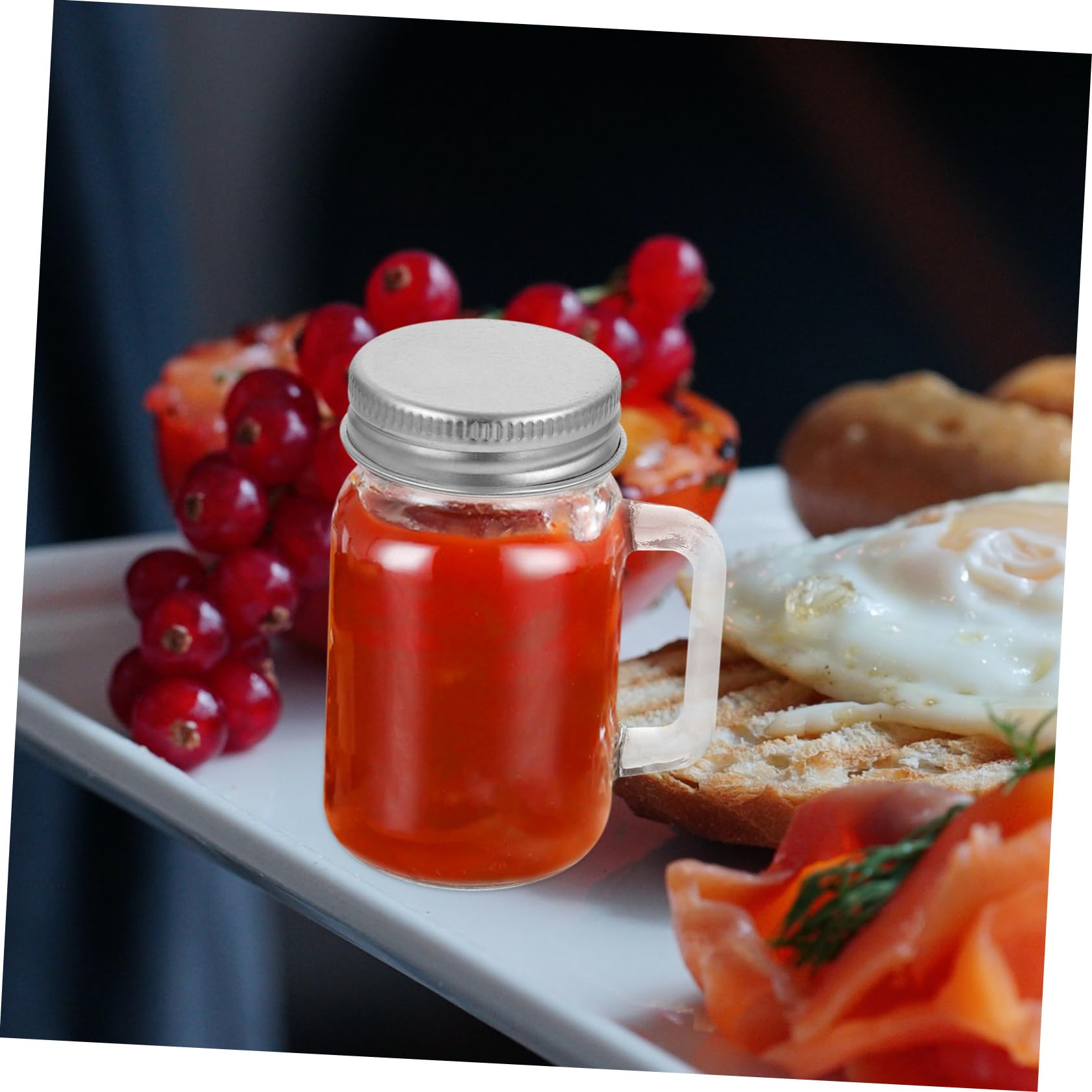 16 Stück Kleine Glasbehälter mit Henkel und Deckel 60ml Wiederverwendbare Vorratsgläser aus Glas für Marmelade Kerzen und Anlässe