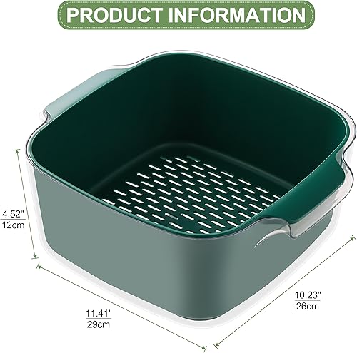 Miniatura 2 de Juego de coladores de cocina de 8.2 cuartos de galón, cesta de lavado de frutas y verduras, coladores de frutas 2 en 1, cesta grande de plástico de