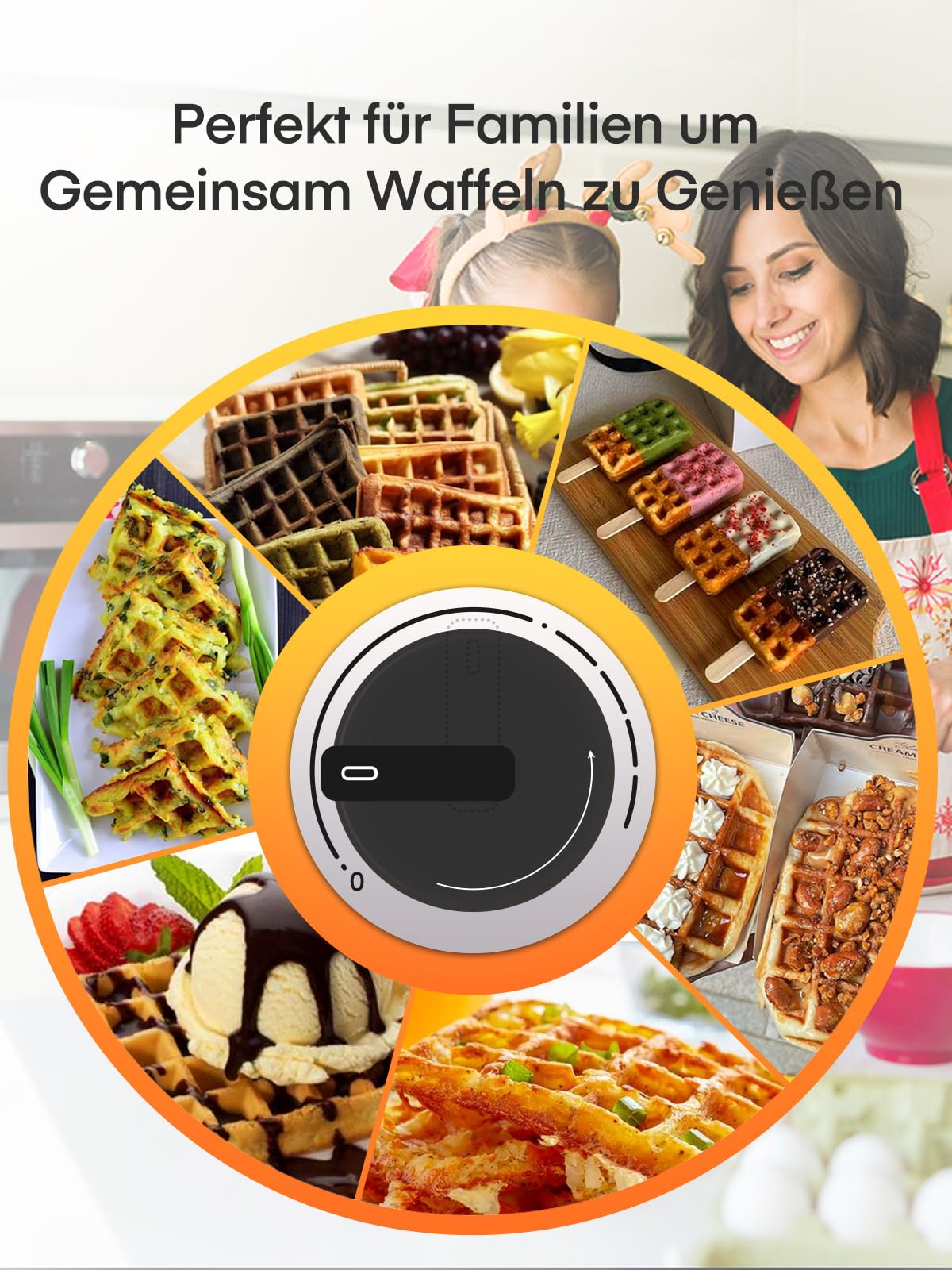 XL 2er Waffeleisen | 1200 Watt | Waffelautomat | Paninigrill | Waffeltoaster | Waffle Maker | Elektrogrill | XXL Wafflemaker | Waffel Eisen | Antihaftbeschichter FOHERE Waffelmacher