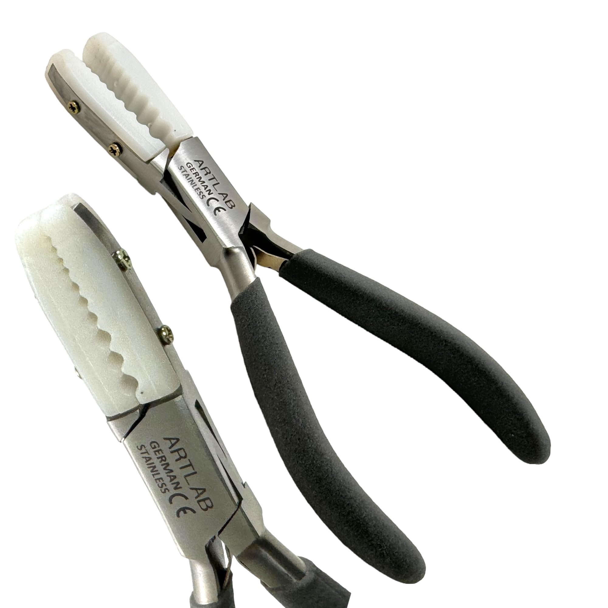 Nylon Jaws Tube Holding Pliers with Black Grip Handle - Rod & Wire Holding Pliers, Scratch-Free Jaws - Jewelry Making Supplies (German Stainless Steel)