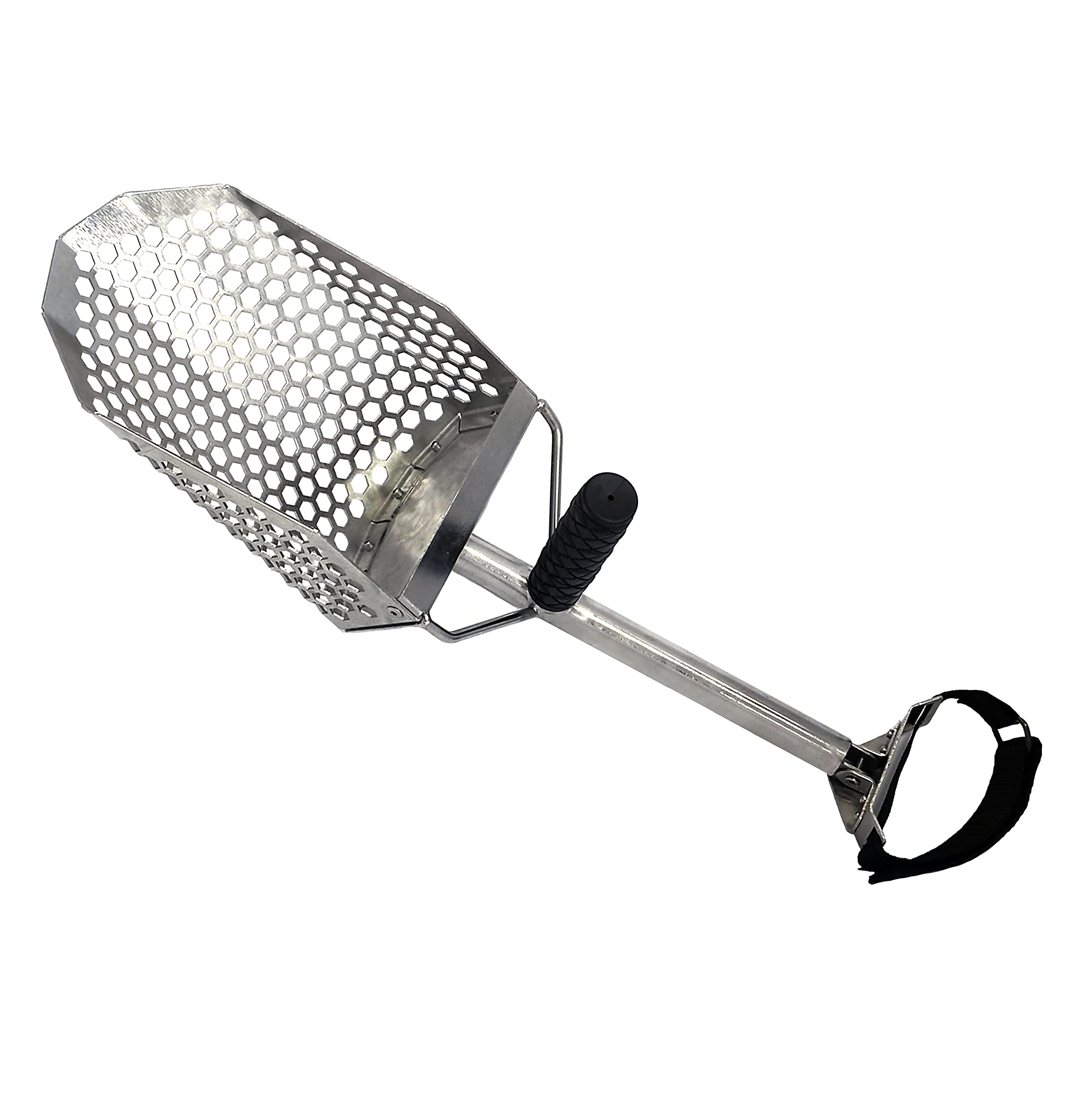 SE-11 Pala Traforata Setaccio in Acciaio Inox con Pratico aggancio all'avanbraccio Comodo Leggero Sand Scoop per Mare Sabbia Spiaggia per Metal Detector o Ricerche