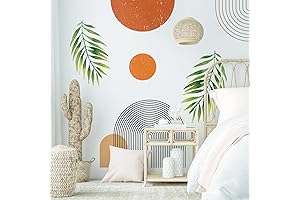 Boho Mid-Century Modern Wall Decals Peel and Stick, Large Archs Sun Vinyl...