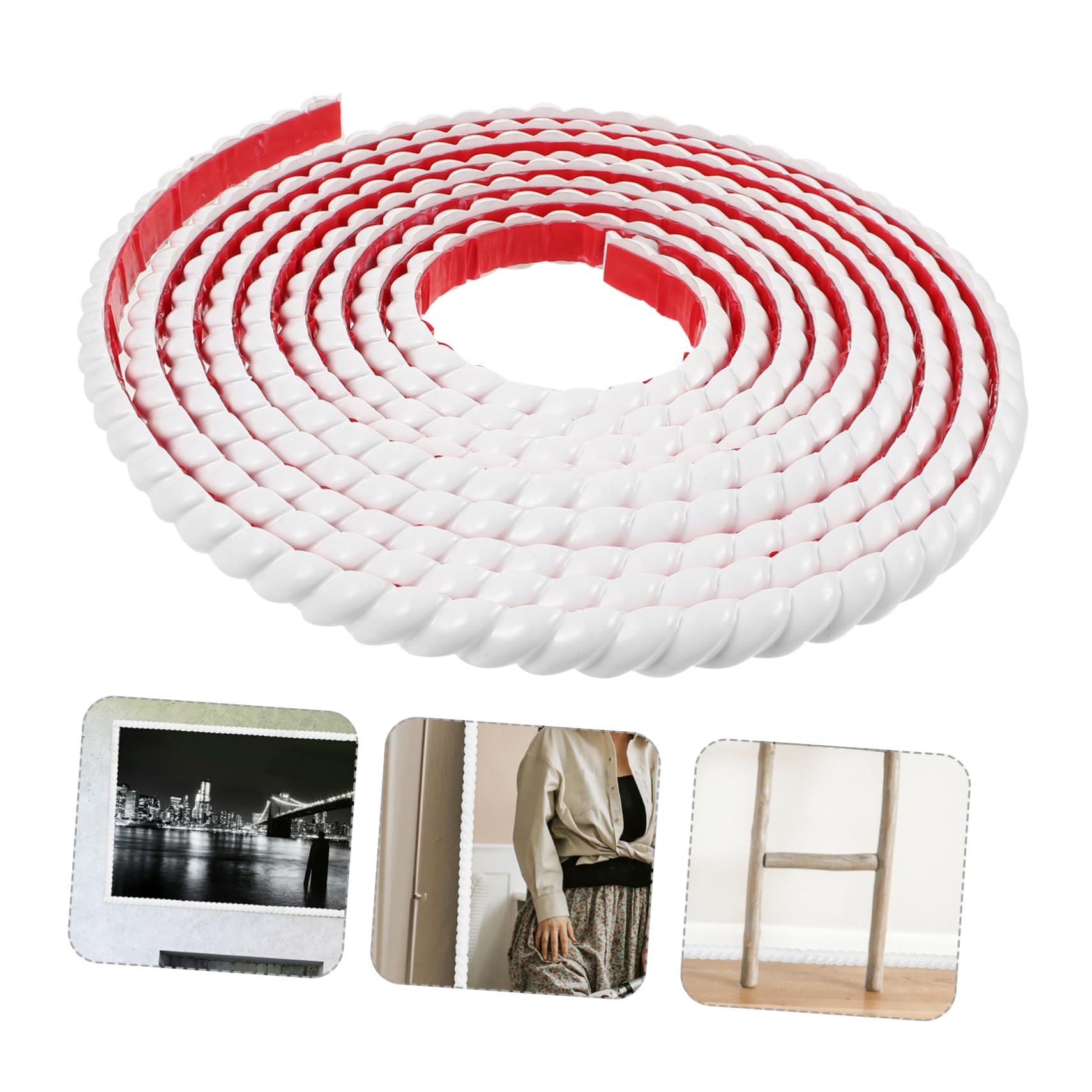 Moldura Adhesiva de Pvc Blanco para Borde y Pared Decorativa