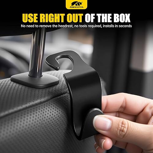 Miniatura 6 de MIKKUPPA Gancho para reposacabezas de asiento de automóvil y portavasos  Paquete de 4 ganchos organizadores universales para colgar bolsos, bolsos,