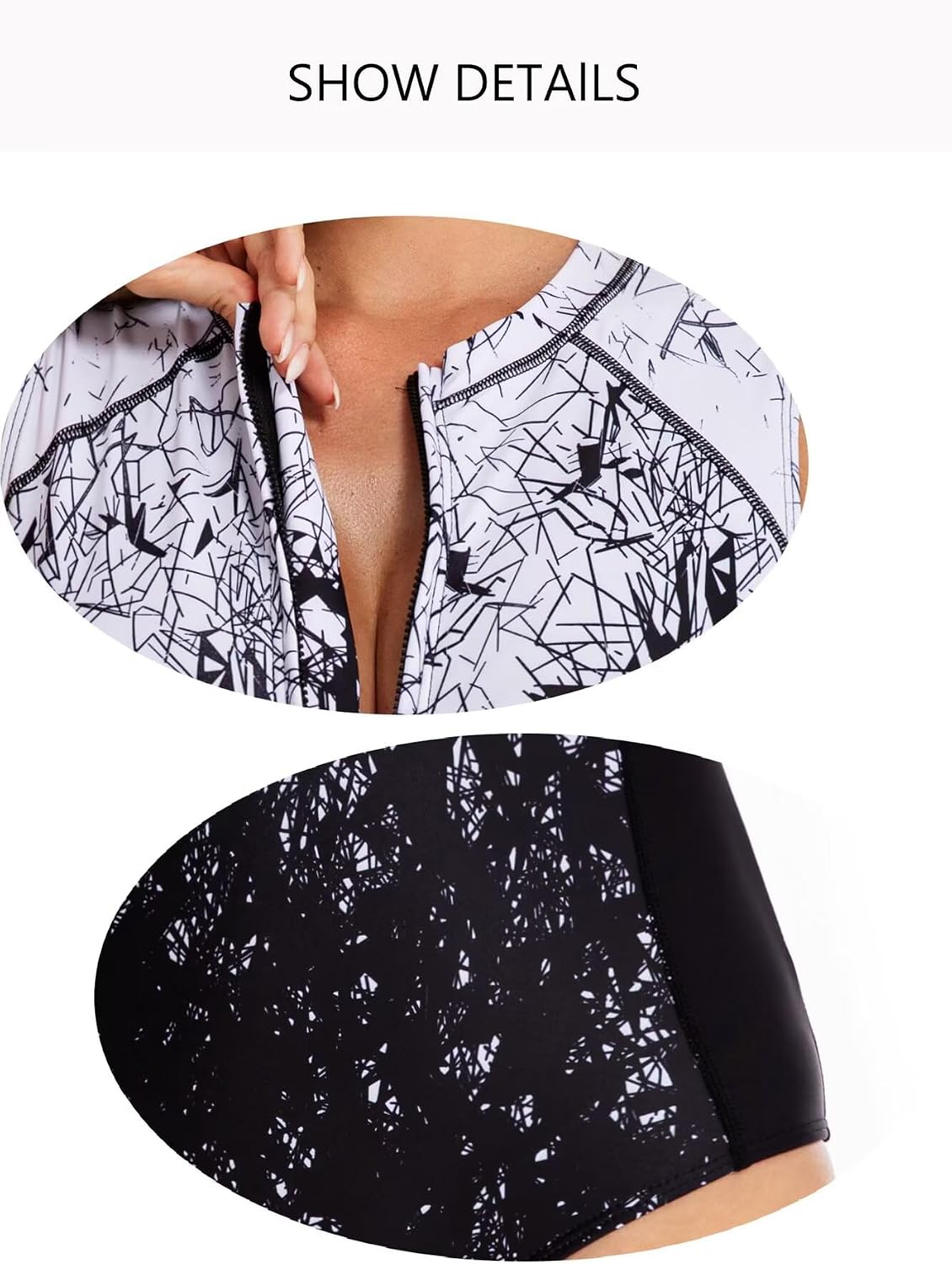Women One Piece Bathing Suit Short Sleeve Tummy Control Swimsuit Zipper Surfing UPF 50+ Rash Guard