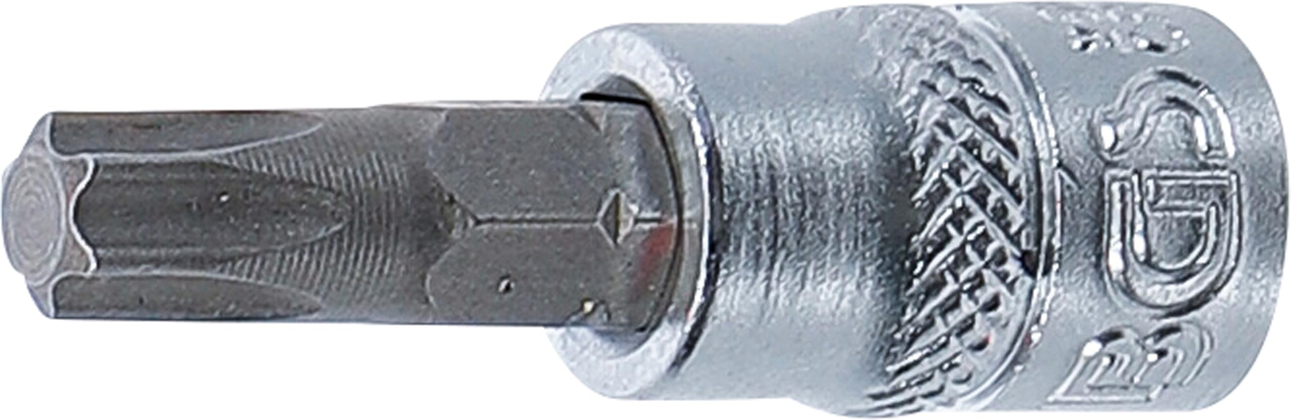 BGS TECHNIC Bit-Einsatz Innenvierkant 6,3 mm (1/4') T-Profil T35 – 38 mm, verchromt matt