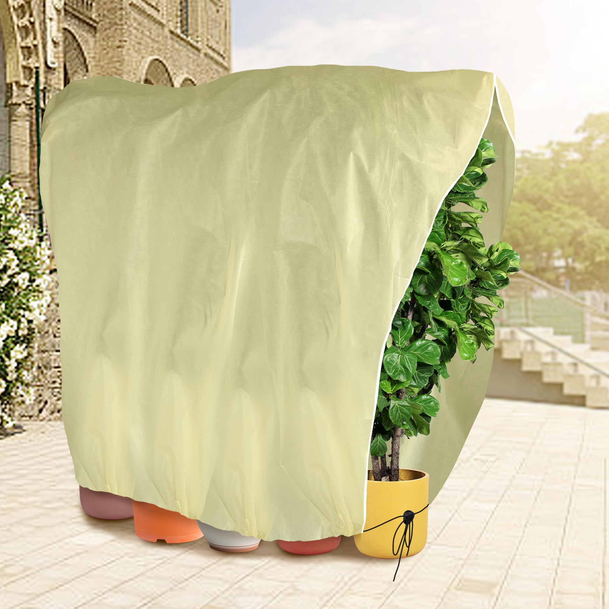 2 Pezzi 200x200cm Copertura Limone Inverno - Protezione Invernale per Piante Grandi - Cappuccio Protezione Piante Inverno - Telo Copripiante Invernale Antigelo con Coulisse e Cerniera