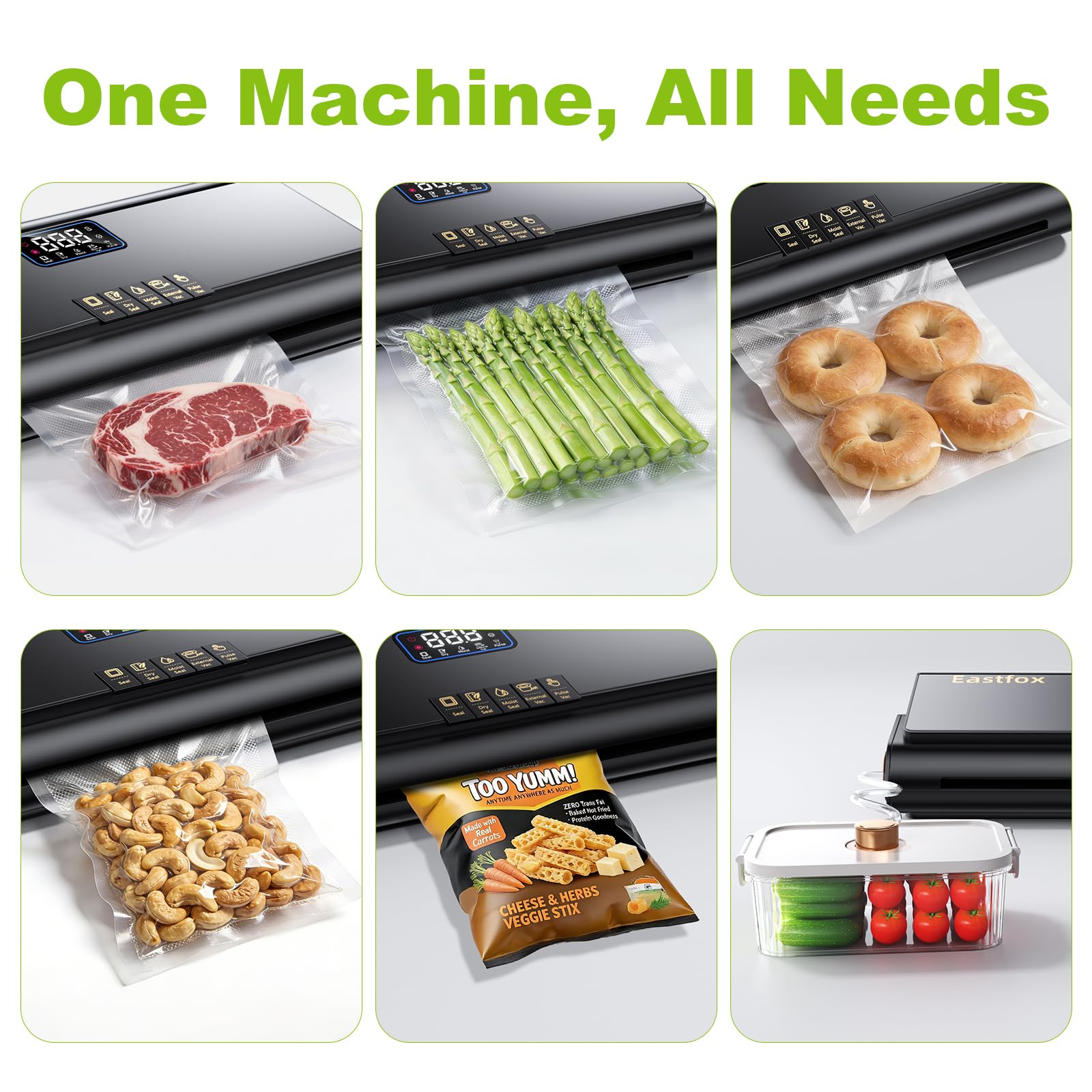 Machine à sceller sous vide brevetée entièrement automatique pour conserver les aliments - Machine à sceller les aliments multifonction - Avec sacs de 6 m - 30 sacs sous vide