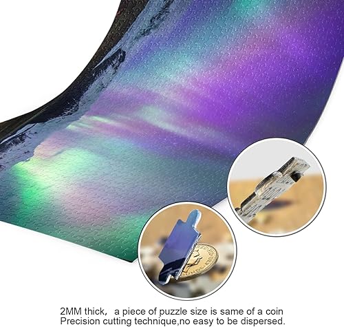 Miniatura 3 de Rompecabezas colorido de la aurora boreal de 1000 piezas, rompecabezas grande, obra de arte para adultos y adolescentes