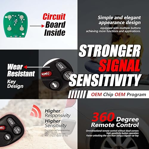 Miniatura 2 de KOBLEAR1XT - Control remoto de entrada sin llave KOBLEAR1XT 315MHz 4 botones para reemplazo para Cadillac Buick Lesabre Chevrolet GMC Oldsmobile