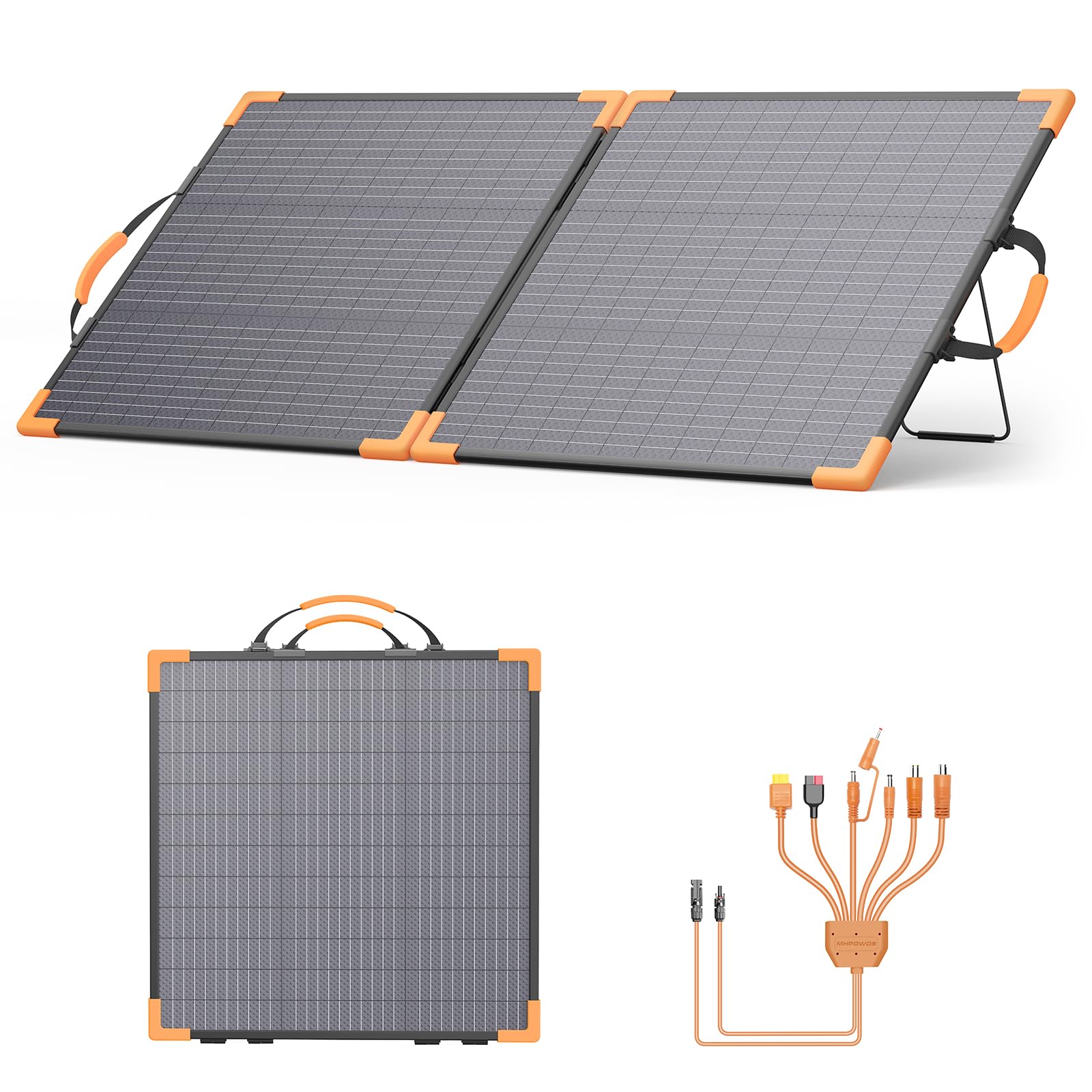 Dwufazowy przenośny panel słoneczny 100 W, do elektrowni, składana ładowarka solarna 20 V, wodoszczelność IP68, 23,5% wysoka sprawność z 2 wzmocnionymi podpórkami, na kemping i do kamperów