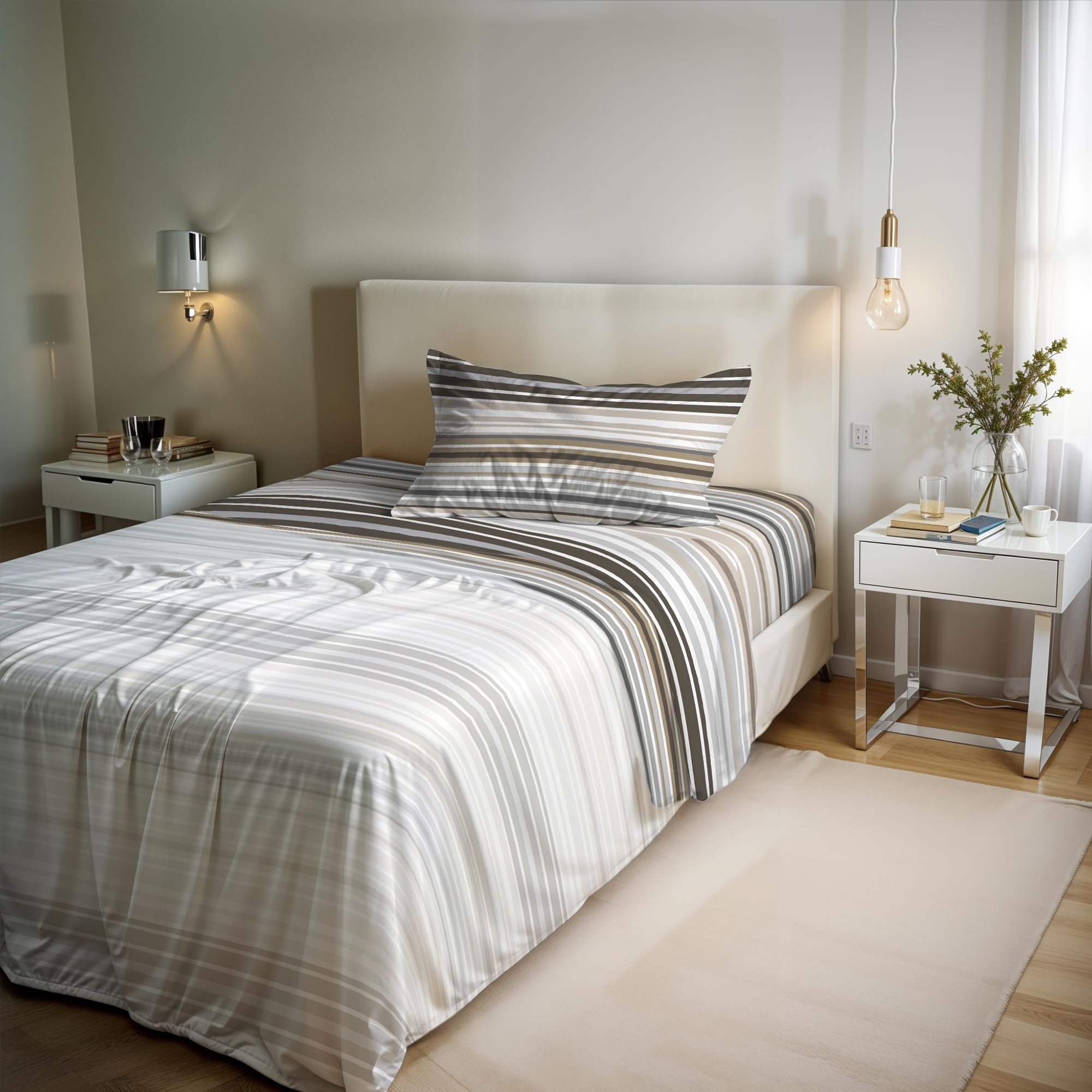 River Cotton Single Bed Sheet Set, Made in Italy – Complete Bed Set, Fitted Sheet, Top Sheet 90 x 200 cm and Pillowcase with Inner Flap (Single, Tigers)