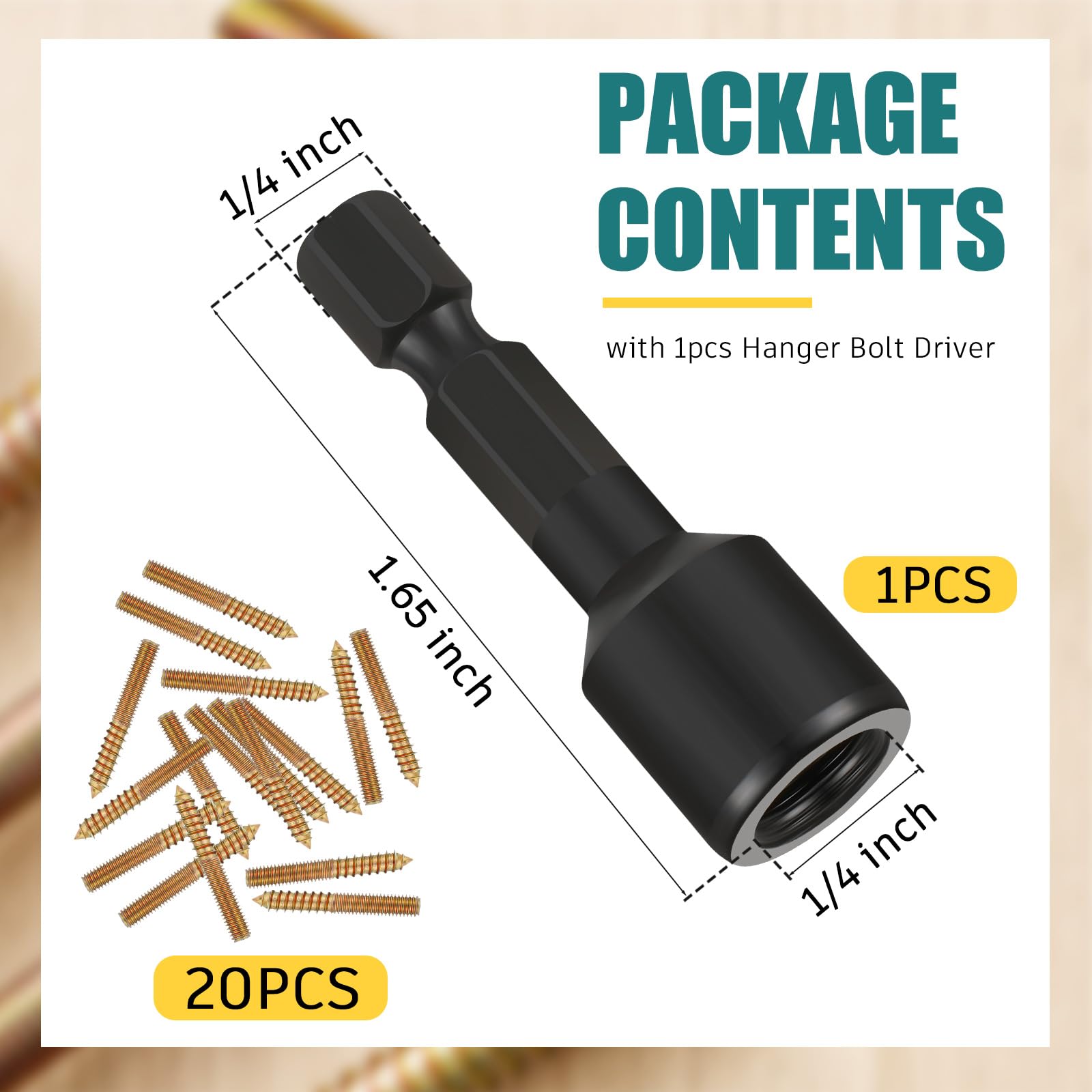 Hanger Bolts - 20 Pack with Driver -3