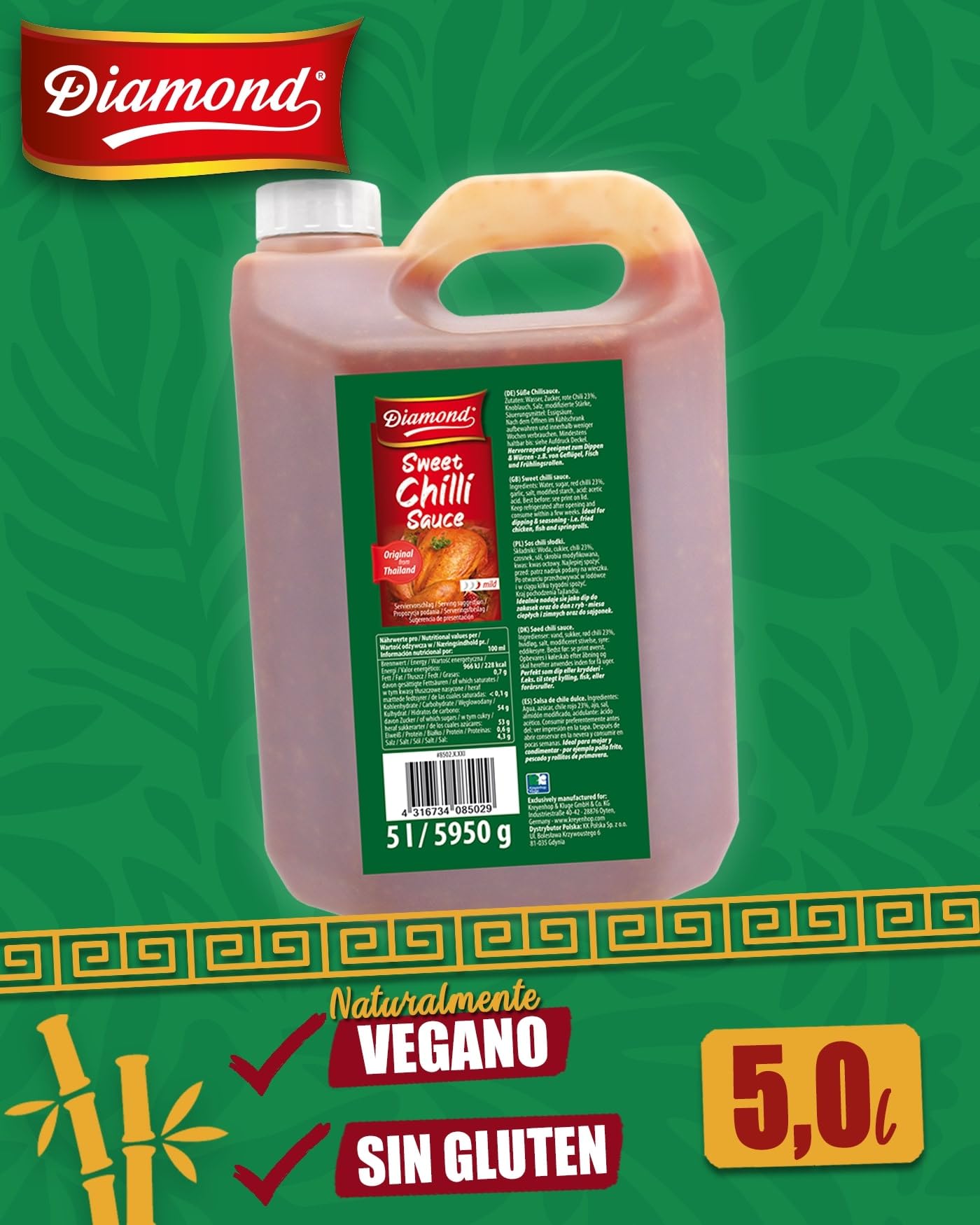 DIAMOND Salsa de chile dulce, para pollo y pescado, 5 l