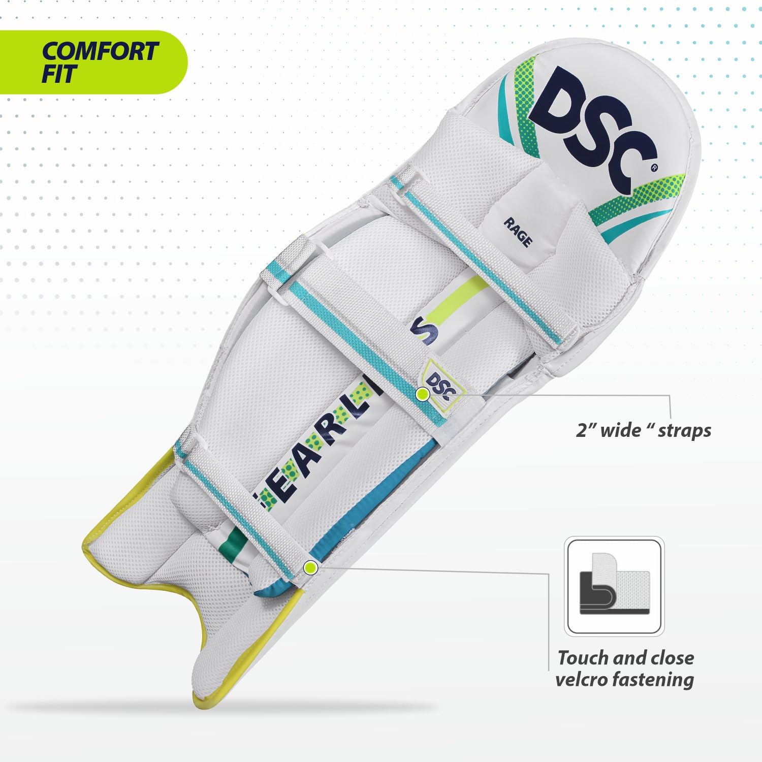 DSC Intense Rage Leg Guard, Boys-Left (White-Red) 4