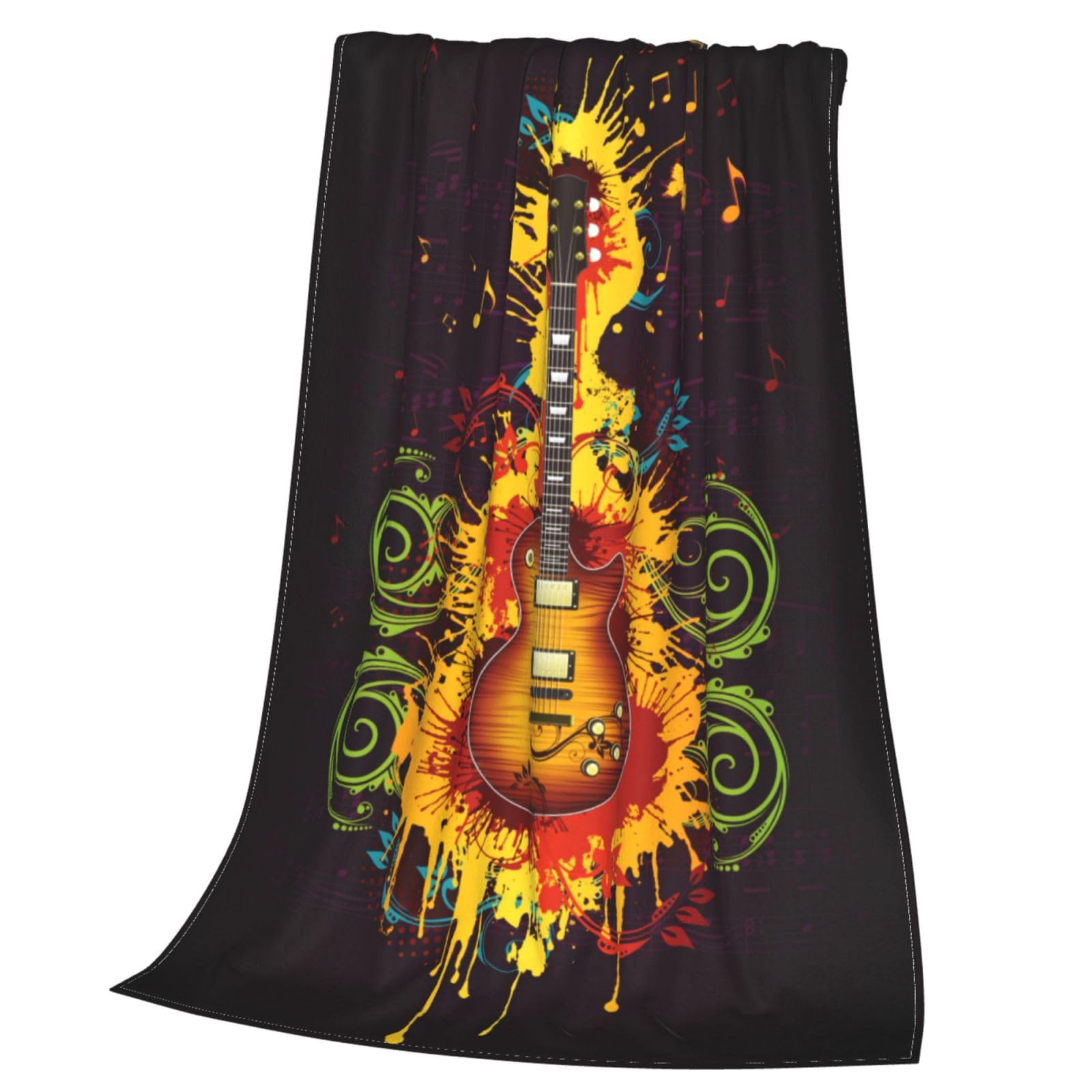 Puszysty koc polarowy, narzuta na gitarę elektryczną, duży motyl, wszechstronna, miękka, ciepła, narzuty na łóżko, łóżko podwójne, przytulna, flanelowa, podwójny koc, na sofę, kanapę, prezent, 150 x