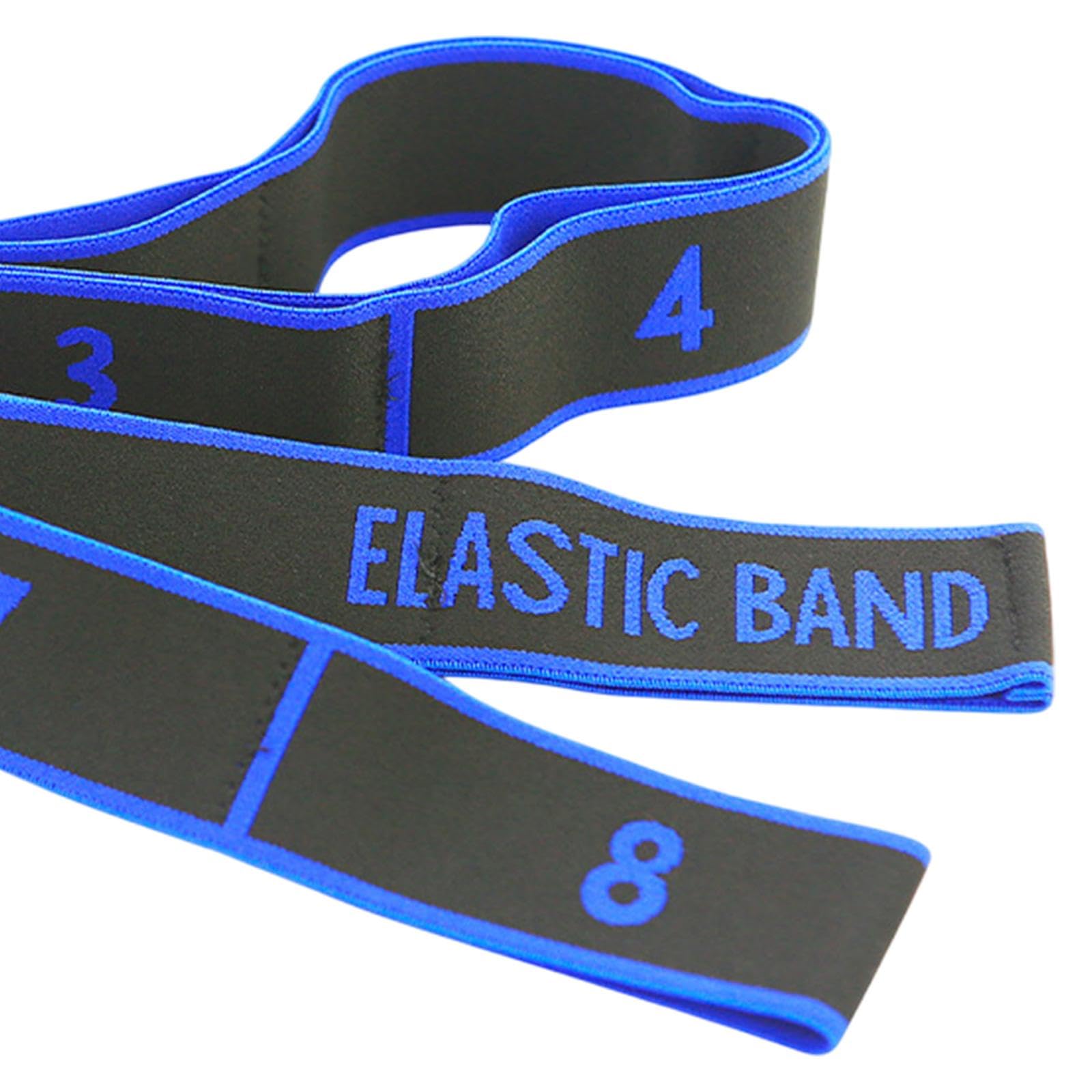 kowaku Yoga Stretch Strap Yoga Resistance Band Stretching Equipment Exercise Band 8 Segment Elastic Band for Home Stretching Pilates, Blue