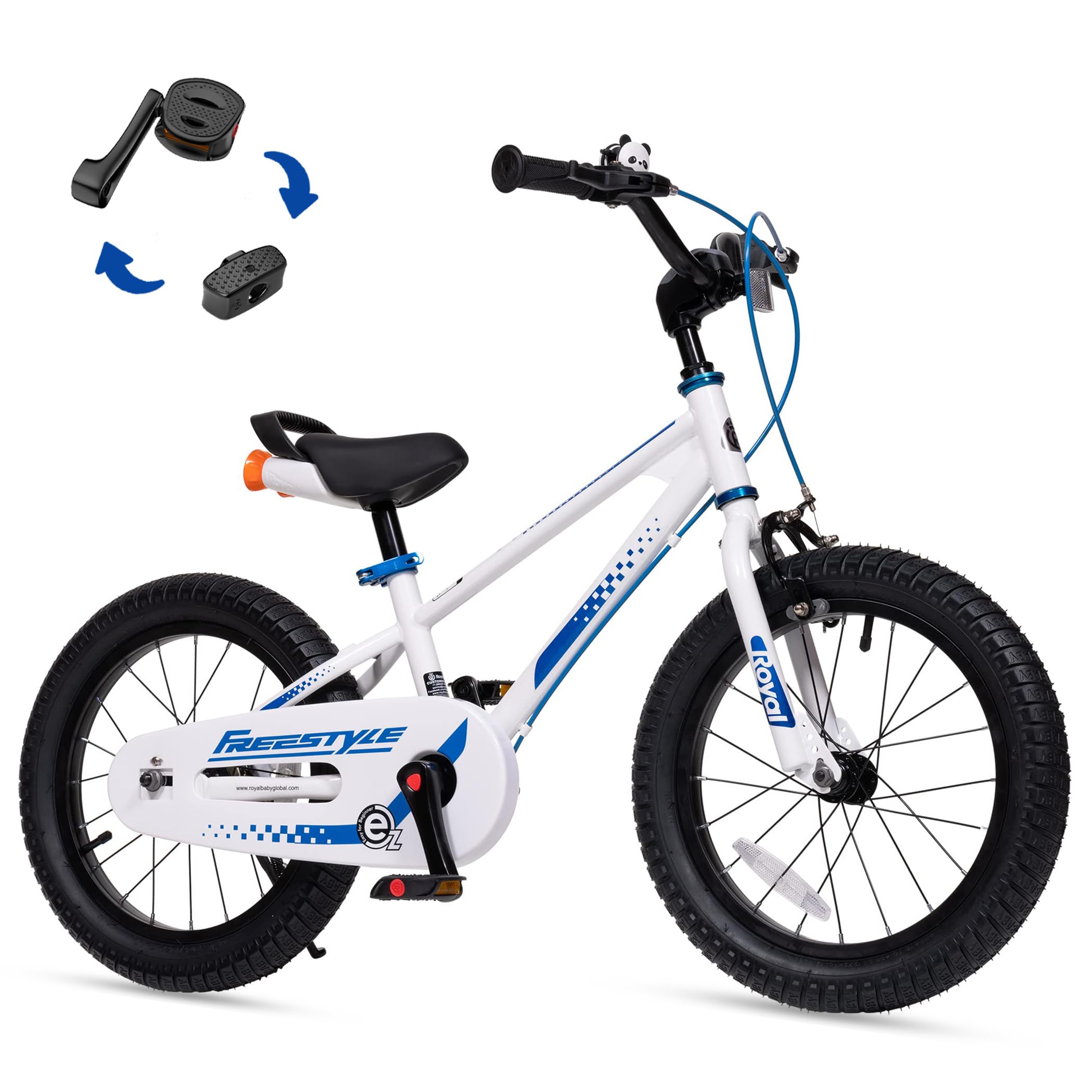 RoyalBabyKeyoung EZ Toddlers Kids Bike, 14 Inch Balance & Pedal Convertable Bicycle, Beginners Learning Bike for Boys Girls Ages 3-5 Years, 14 Inch Wheel White