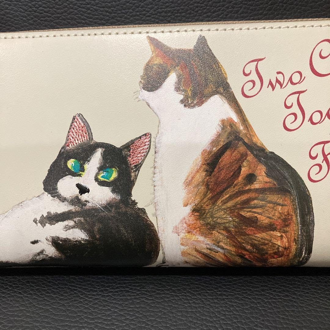 Amazon.co.jp: マンハッタナーズ 猫柄 ネコ柄レザー 本革牛革 長財布  